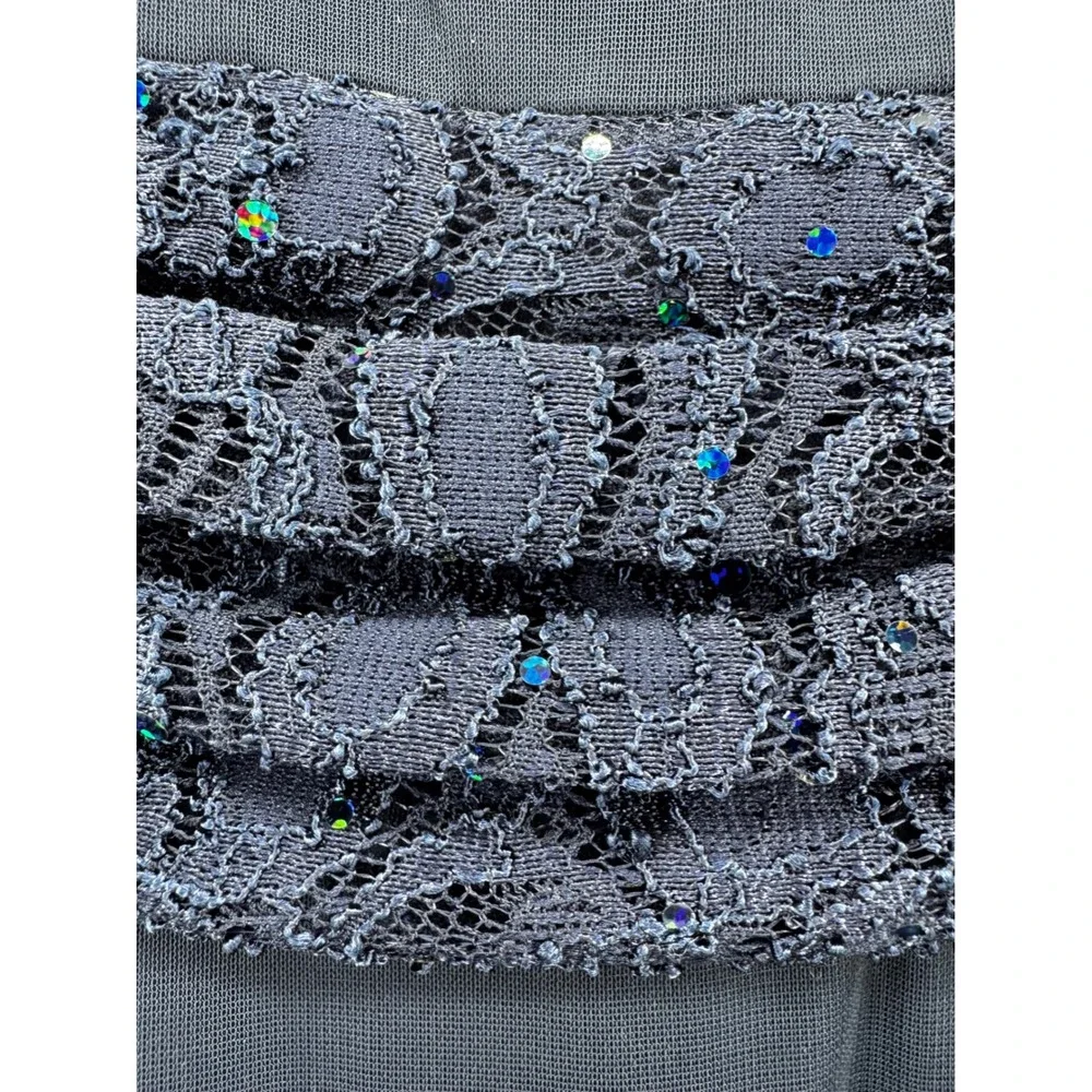 Jessica Howard Navy Blue Sequin Lace Dress/Jacket Set 6P Formal Evening Wedding